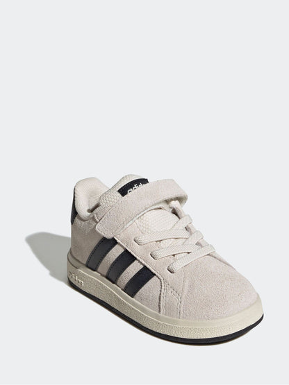 adidas Ash Grey Grand Court 2.0 Elastic Lace Infant Trainers image 3