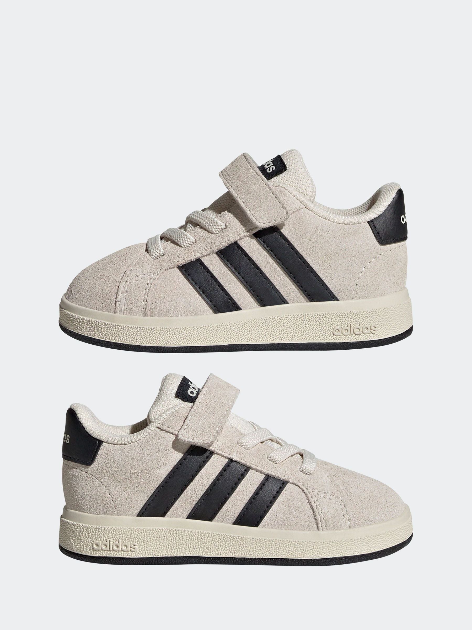 adidas Ash Grey Grand Court 2.0 Elastic Lace Infant Trainers image 5