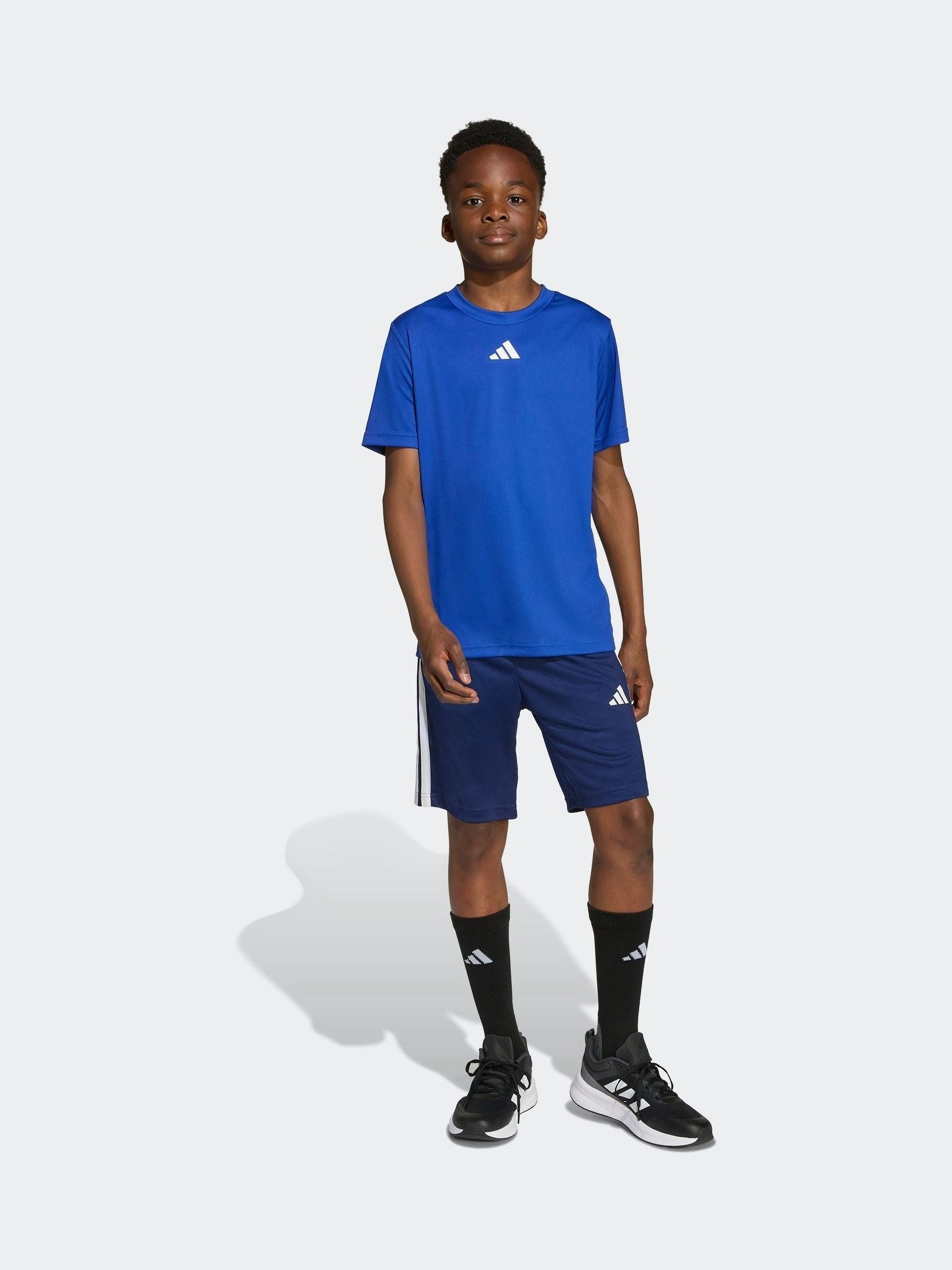 Dsiney Kidz - adidas Blue Train Essentials 3-Stripes Kids T-Shirt & Shorts Set image 1