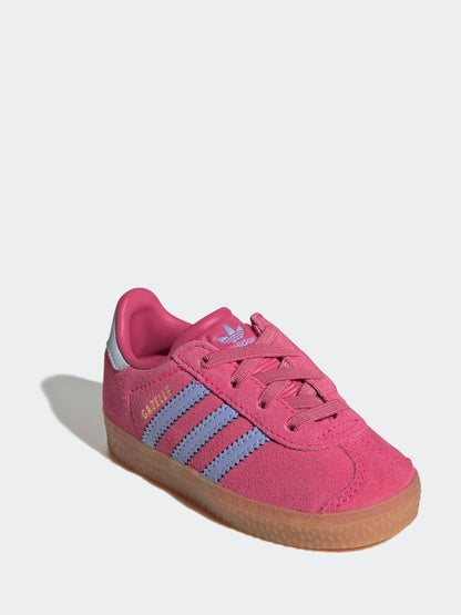 adidas Originals Dark Pink Gazelle Comfort Closure Elastic Laces Infant Trainers image 3