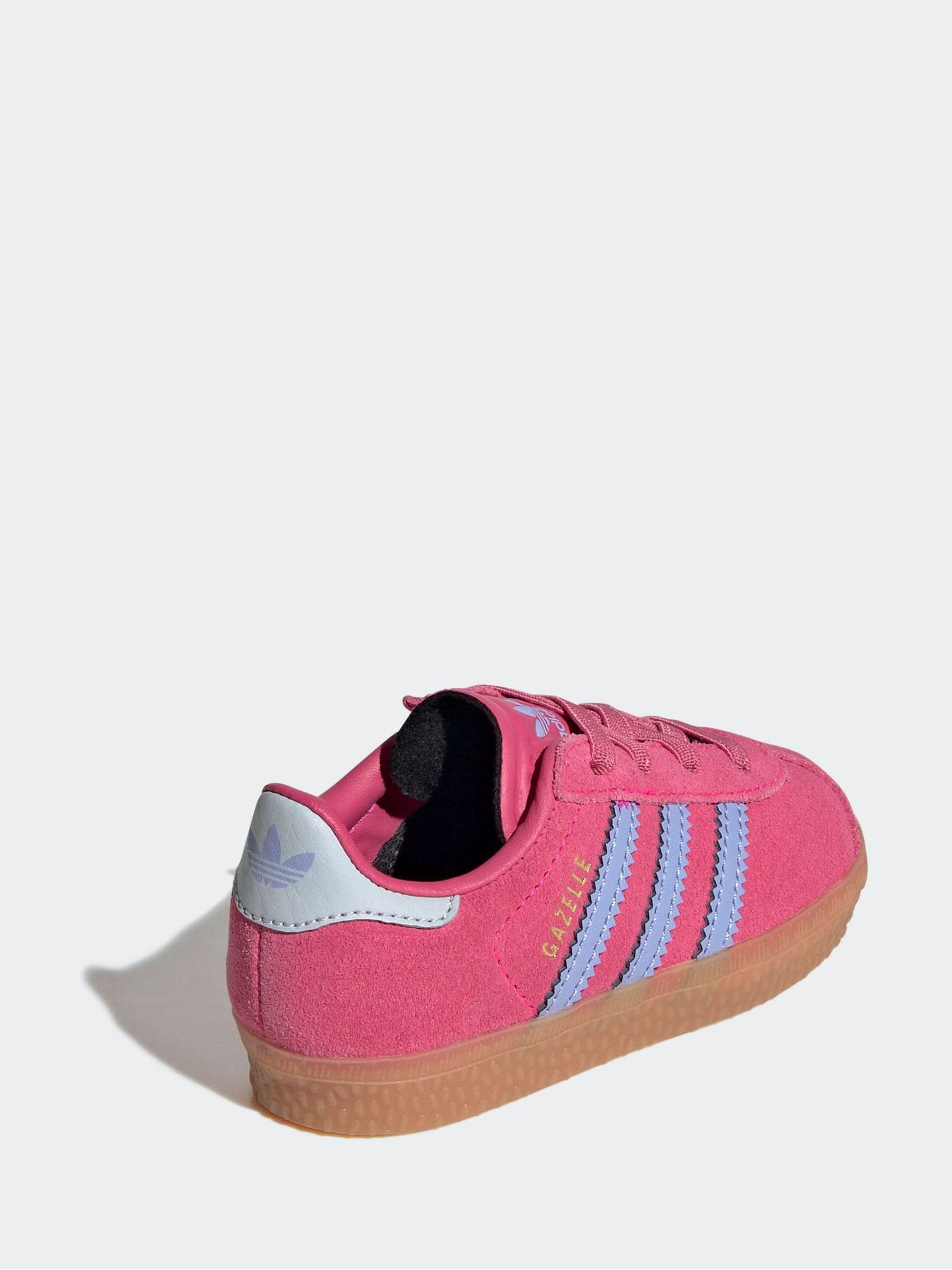 adidas Originals Dark Pink Gazelle Comfort Closure Elastic Laces Infant Trainers image 4