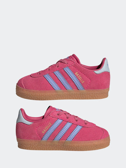 adidas Originals Dark Pink Gazelle Comfort Closure Elastic Laces Infant Trainers image 5