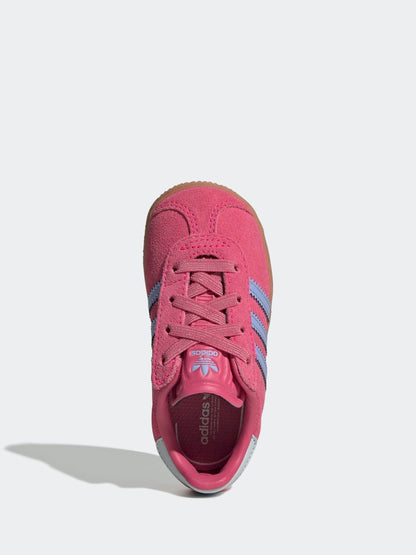 adidas Originals Dark Pink Gazelle Comfort Closure Elastic Laces Infant Trainers image 6