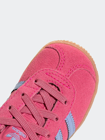 adidas Originals Dark Pink Gazelle Comfort Closure Elastic Laces Infant Trainers image 8