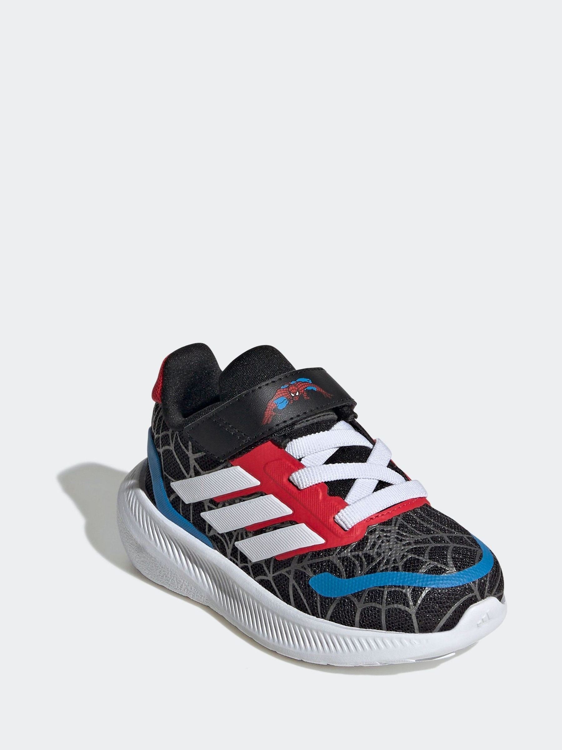 adidas Black Marvel Spider-Man Runfalcon Hook and Loop Kids Trainers image 3