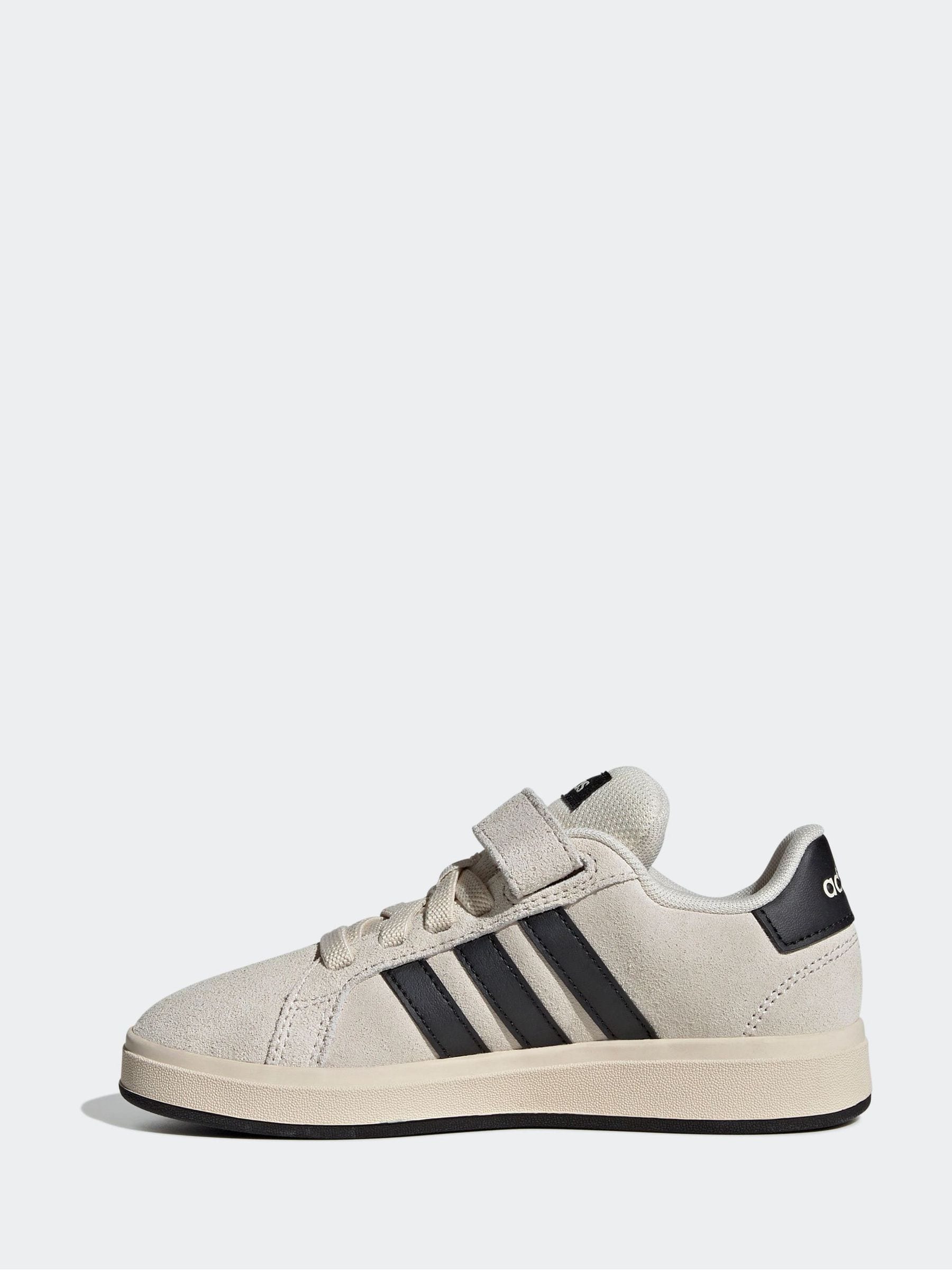 adidas Neutral Grand Court 00s Suede Elastic Lace Kids Trainers image 2