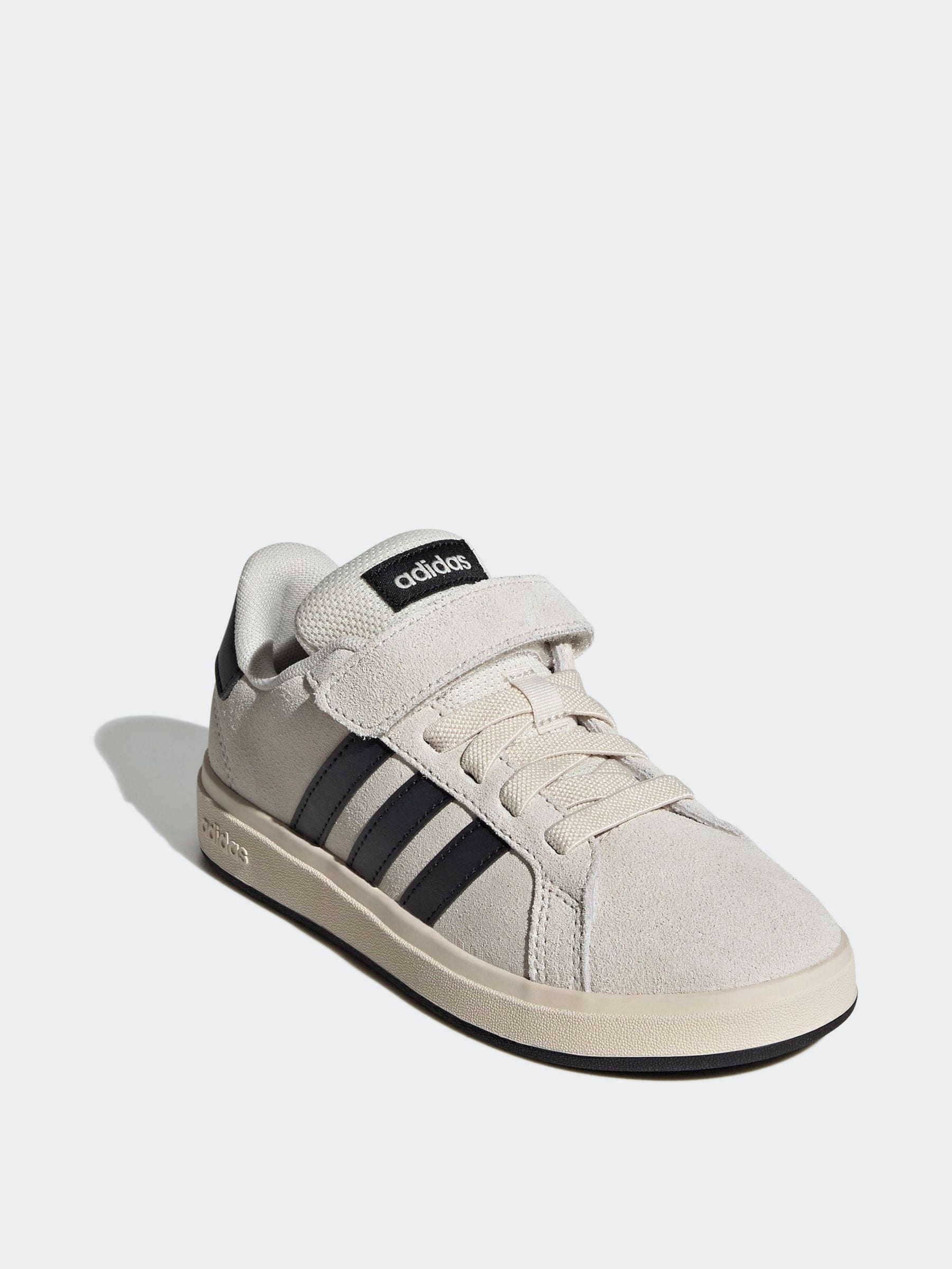 adidas Neutral Grand Court 00s Suede Elastic Lace Kids Trainers image 3