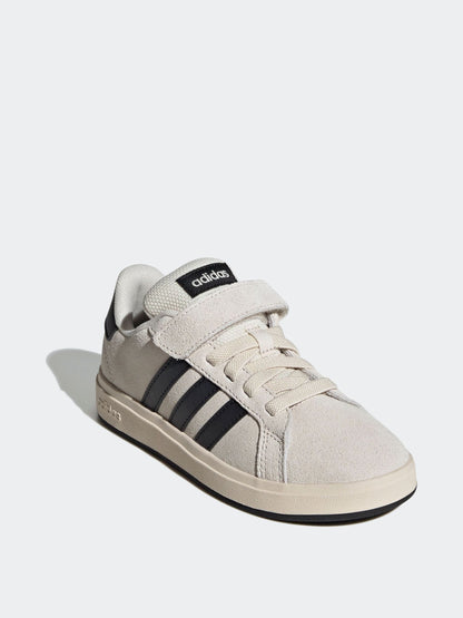 adidas Neutral Grand Court 00s Suede Elastic Lace Kids Trainers image 3