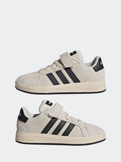 adidas Neutral Grand Court 00s Suede Elastic Lace Kids Trainers image 7