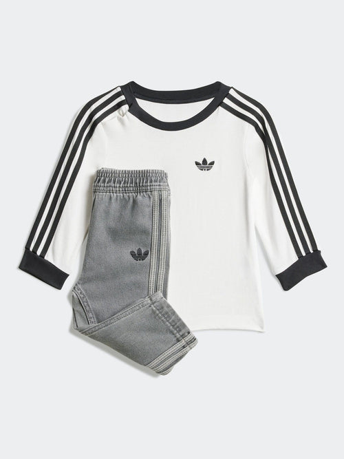 Dsiney Kidz - adidas Originals White Long Sleeve Infant Kids T-Shirt and Denim Leggings Set image 1
