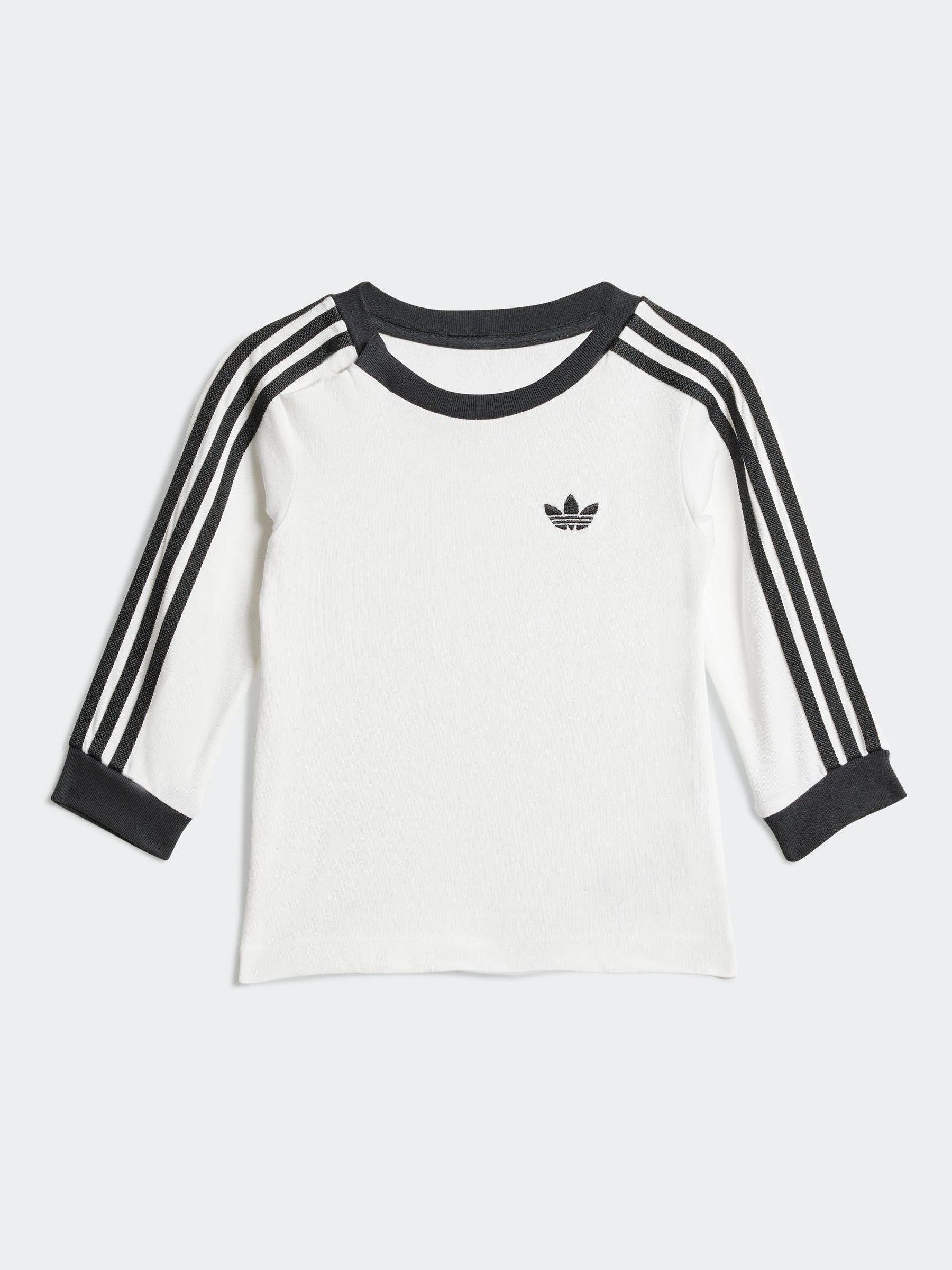 adidas Originals White Long Sleeve Infant Kids T-Shirt and Denim Leggings Set image 2
