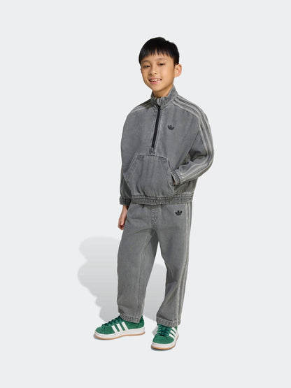 Dsiney Kidz - adidas Originals Grey Denim Zip Crew Kids Sweatshirt & Joggers Set image 1