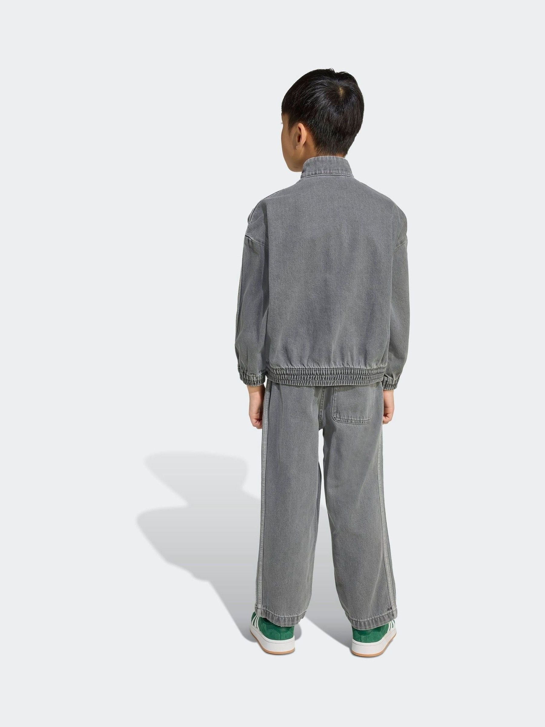 Dsiney Kidz - adidas Originals Grey Denim Zip Crew Kids Sweatshirt & Joggers Set image 2