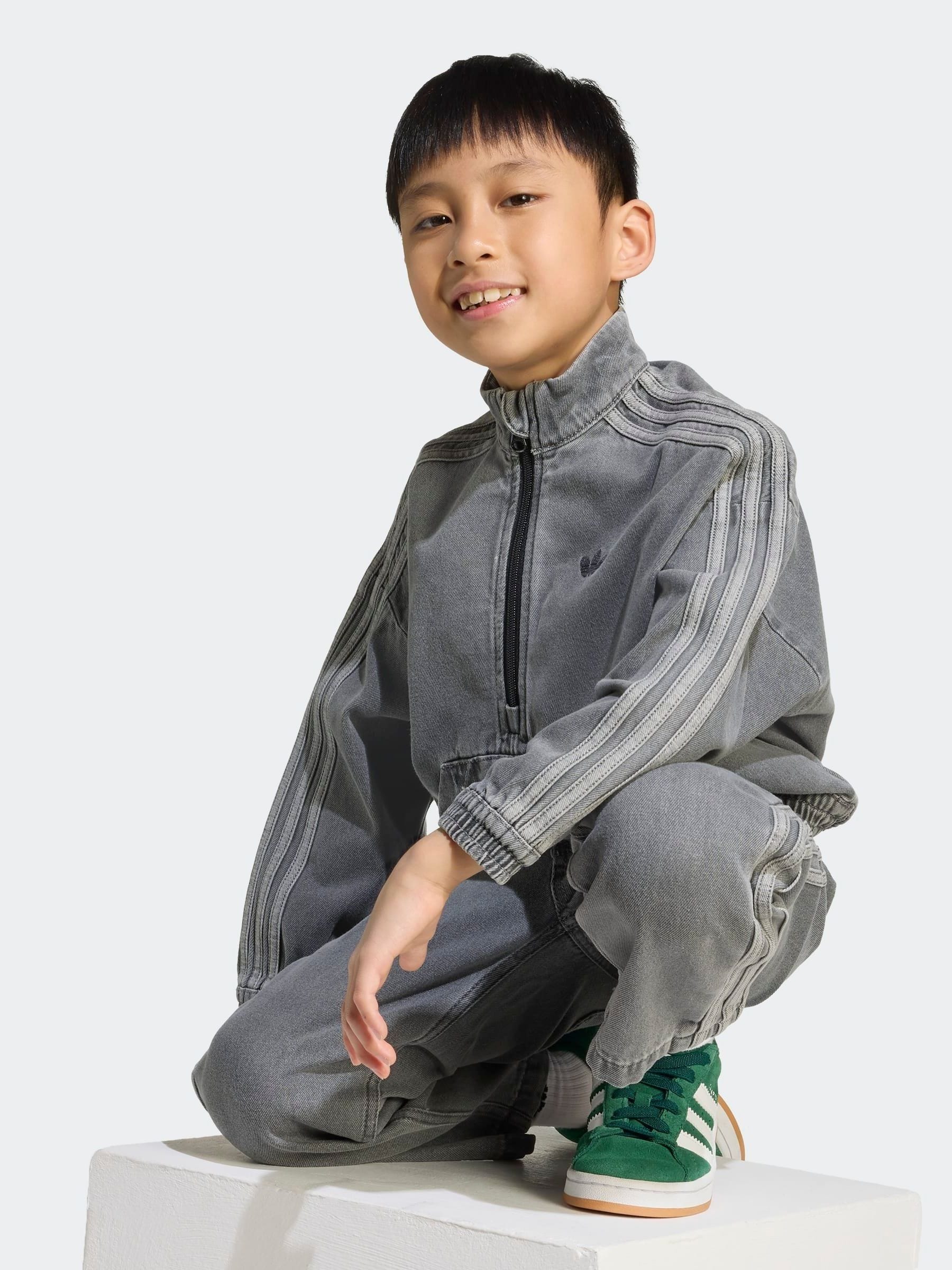 Dsiney Kidz - adidas Originals Grey Denim Zip Crew Kids Sweatshirt & Joggers Set image 4