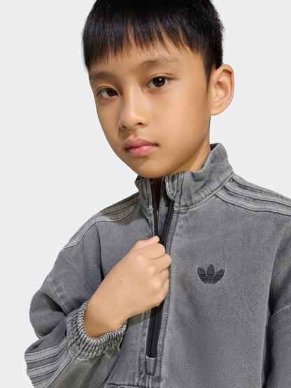 Dsiney Kidz - adidas Originals Grey Denim Zip Crew Kids Sweatshirt & Joggers Set image 5