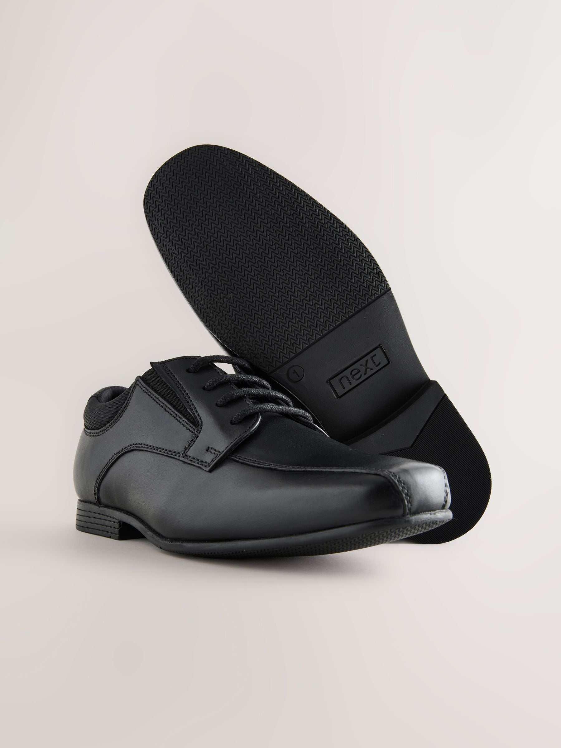 Black Standard Fit (F) Lace-Up Leather School Shoes image 4
