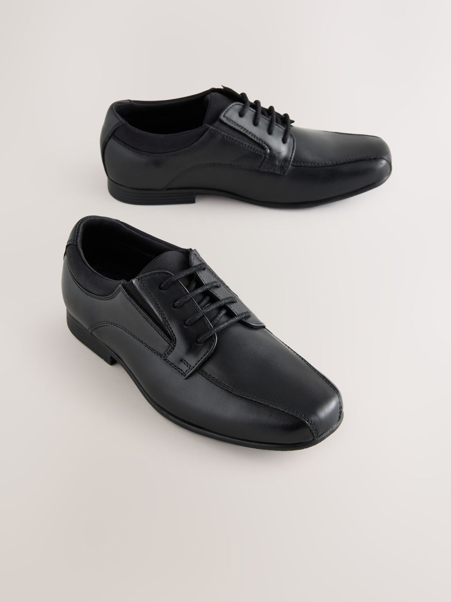 Black Wide Fit (G) Lace-Up Leather School Shoes image 1