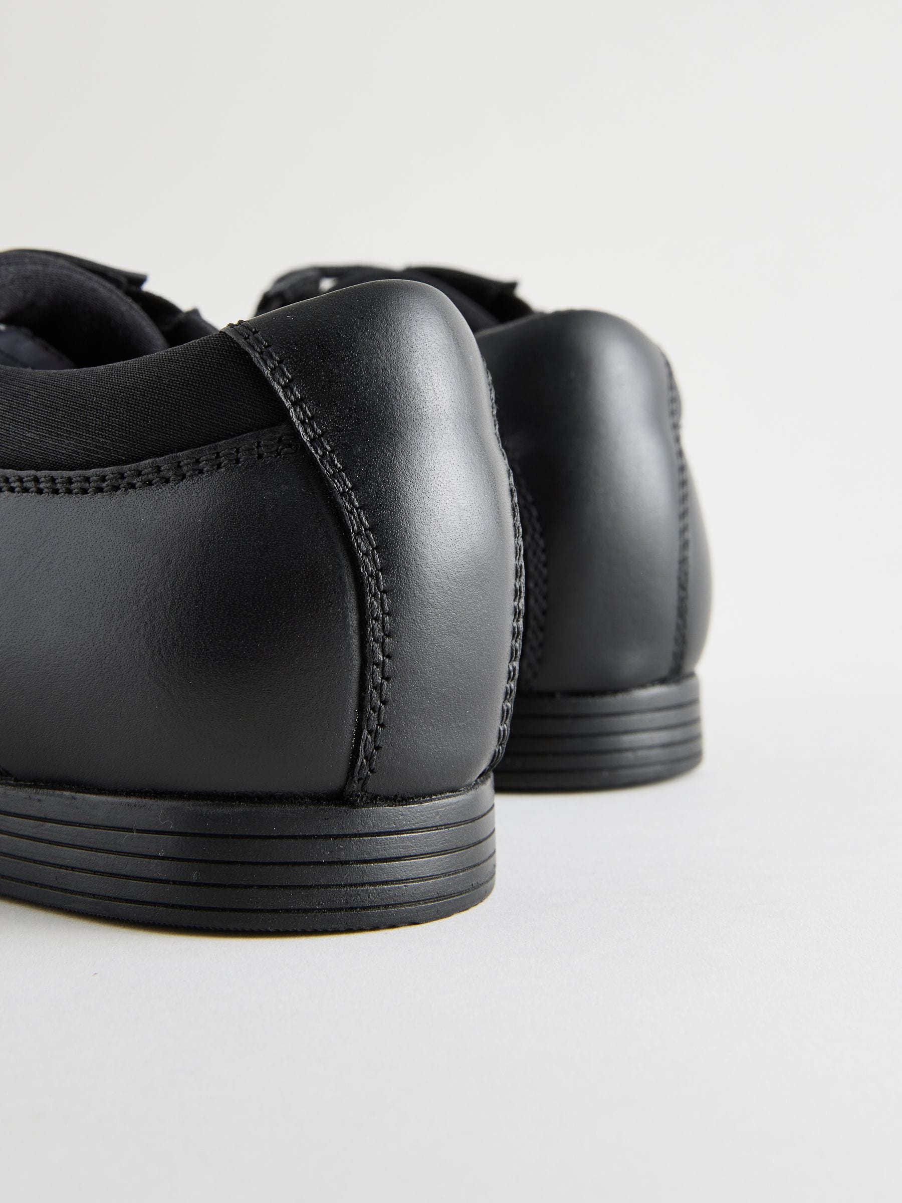 Black Wide Fit (G) Lace-Up Leather School Shoes image 3