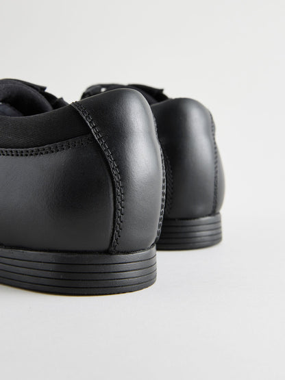 Black Wide Fit (G) Lace-Up Leather School Shoes image 3