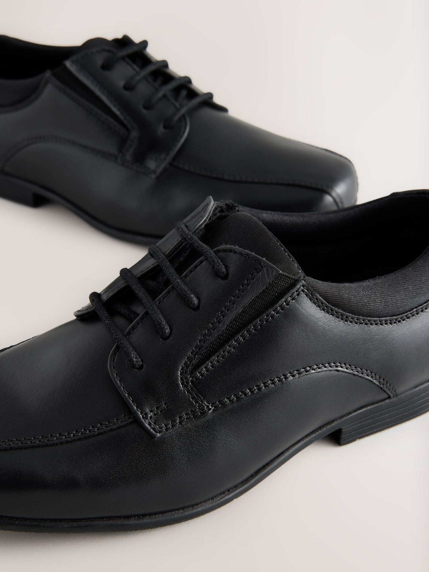 Black Wide Fit (G) Lace-Up Leather School Shoes image 4