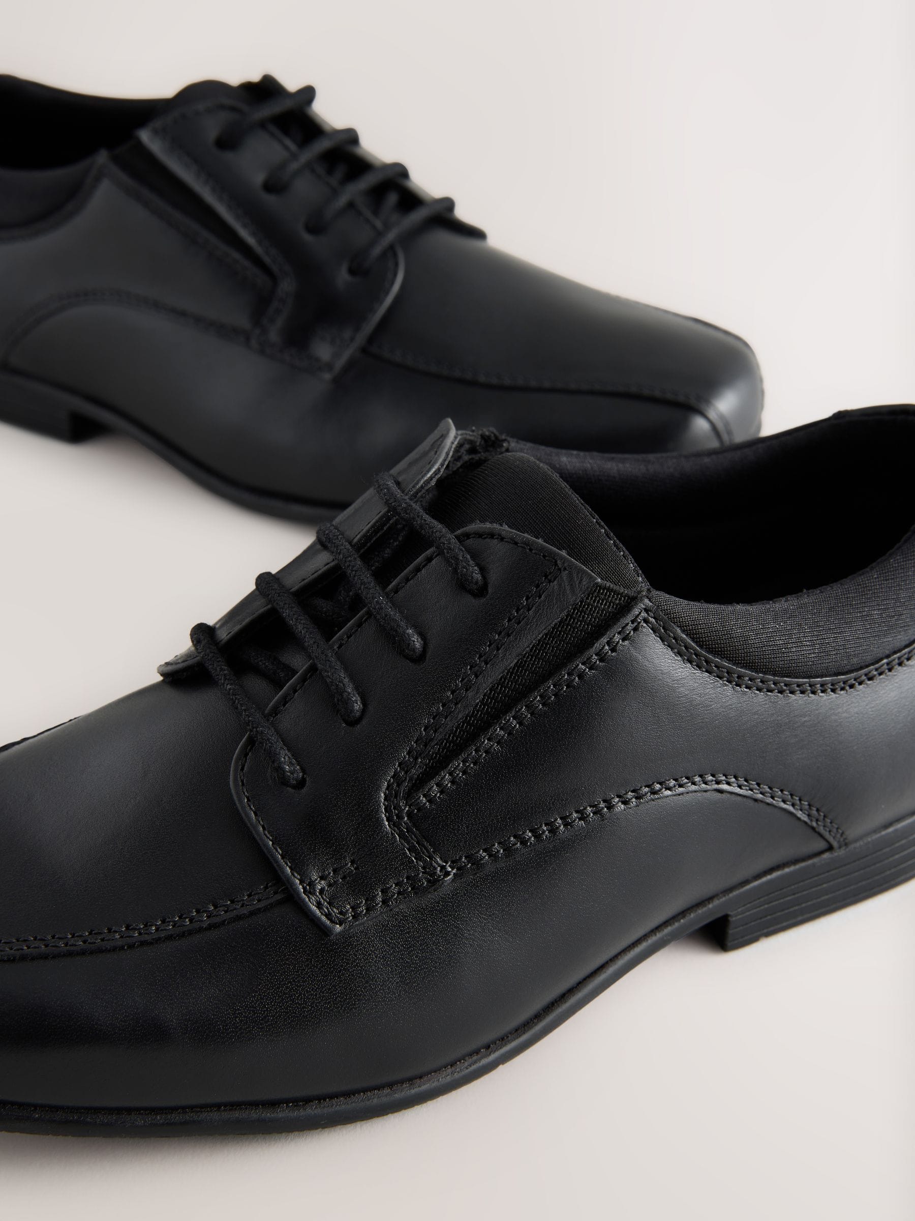 Black Wide Fit (G) Lace-Up Leather School Shoes image 4