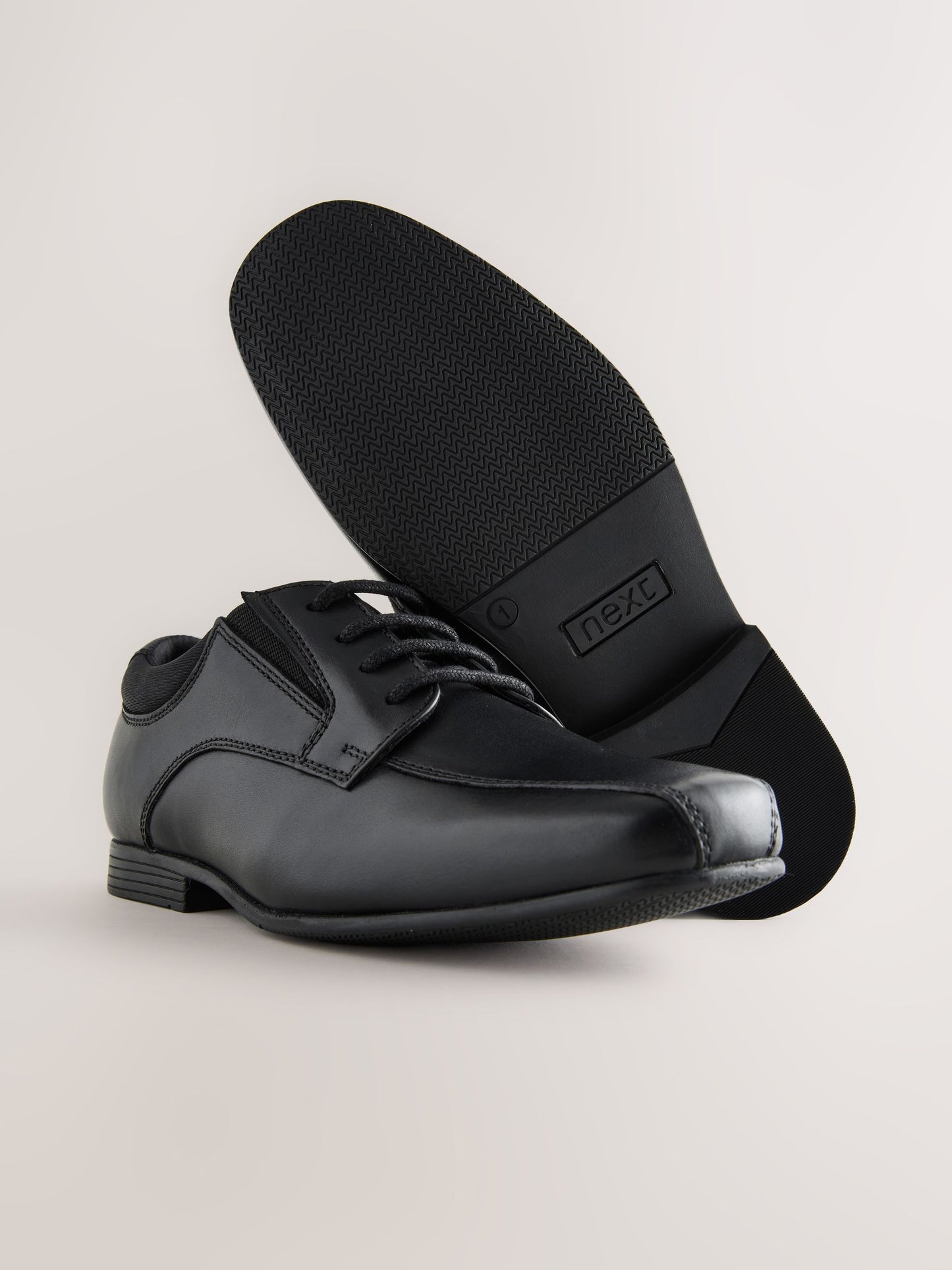Black Wide Fit (G) Lace-Up Leather School Shoes image 5