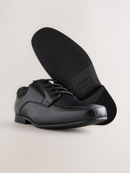 Black Wide Fit (G) Lace-Up Leather School Shoes image 5