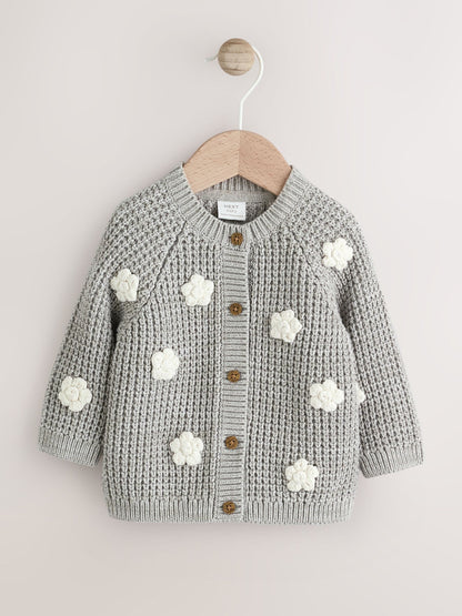 Dsiney Kidz - Grey Crochet Flowers Baby Knitted Cardigan (0mths-3yrs) image 1
