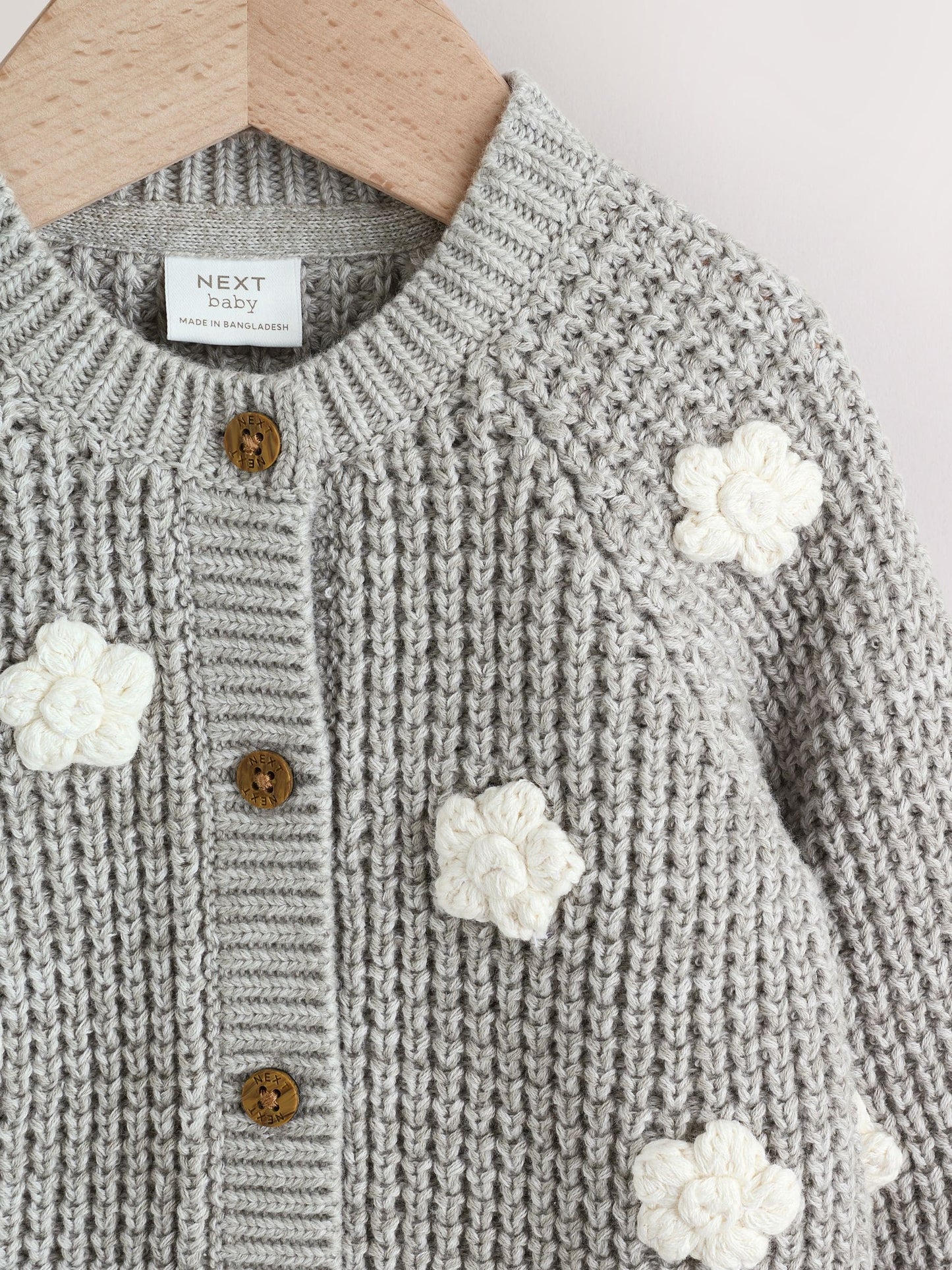 Dsiney Kidz - Grey Crochet Flowers Baby Knitted Cardigan (0mths-3yrs) image 3