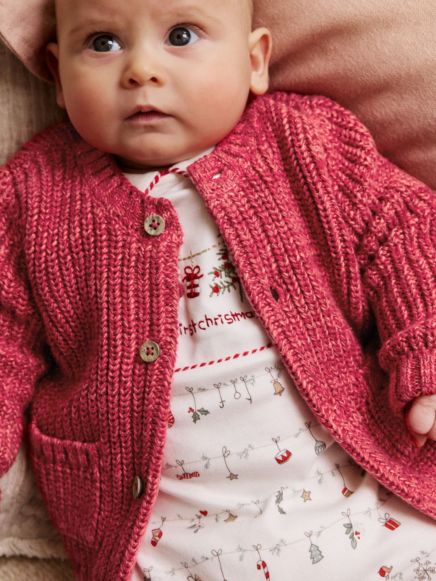 My First Christmas Knitted Baby Cardigan