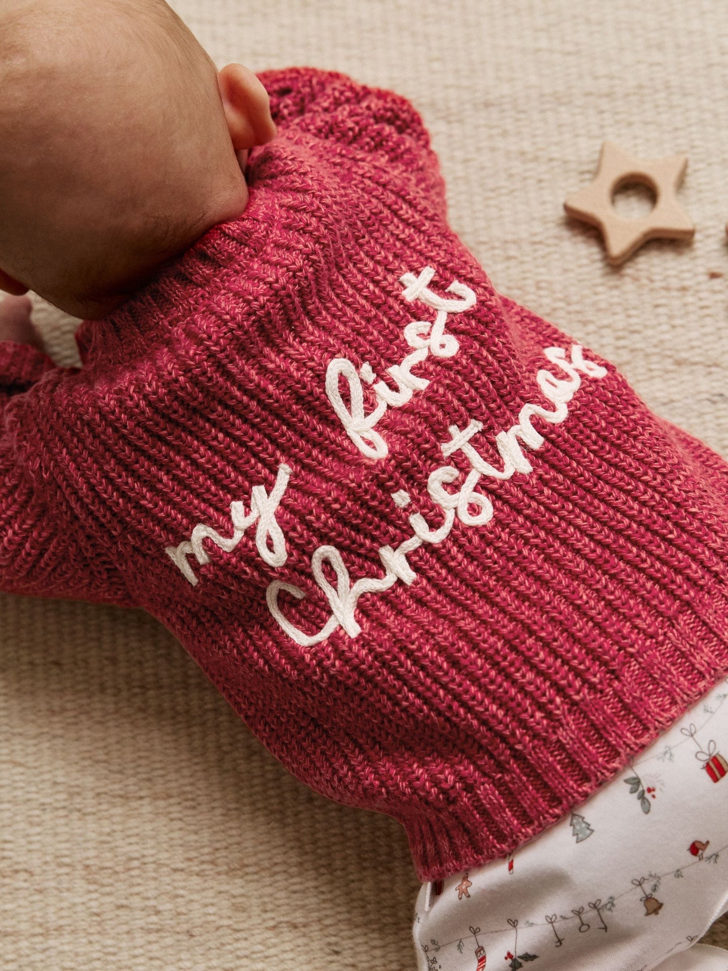 My First Christmas Knitted Baby Cardigan