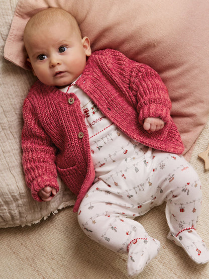 My First Christmas Knitted Baby Cardigan