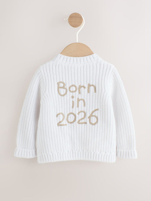 Dsiney Kidz - White Born In 2026 Baby Cardigan image 1