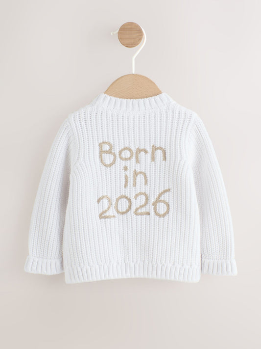 Dsiney Kidz - White Born In 2026 Baby Cardigan image 1