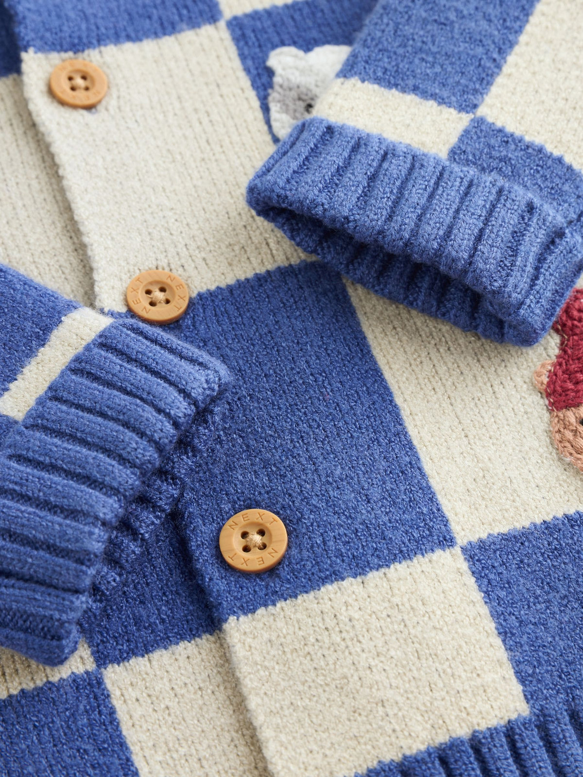 Blue Checkerboard Embroidered Character Baby Knitted Cardigan (0mths-2yrs) - image 5