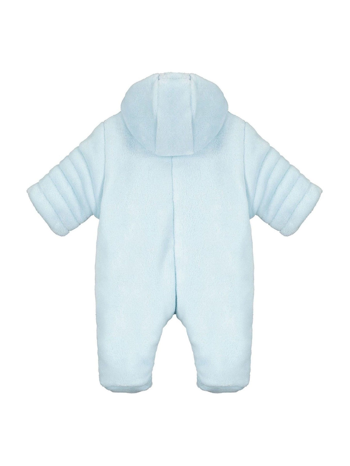 Emile Et Rose Blue Deep Pile Fleece Pramsuit With 3d Teddy image 4