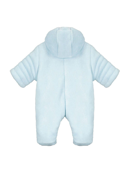 Emile Et Rose Blue Deep Pile Fleece Pramsuit With 3d Teddy image 4