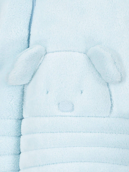 Emile Et Rose Blue Deep Pile Fleece Pramsuit With 3d Teddy image 5