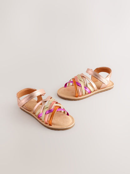 Metallic Wide Fit (G) Strap Sandals image 1