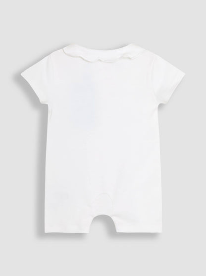 JoJo Maman Bébé White Cotton Short Sleeve Bunny Embroidered Sleepsuit image 5
