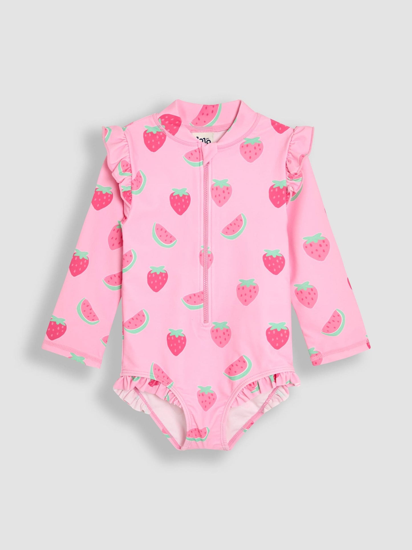 JoJo Maman Bébé Pink Strawberry Long Sleeve Sunsafe Swimsuit image 1