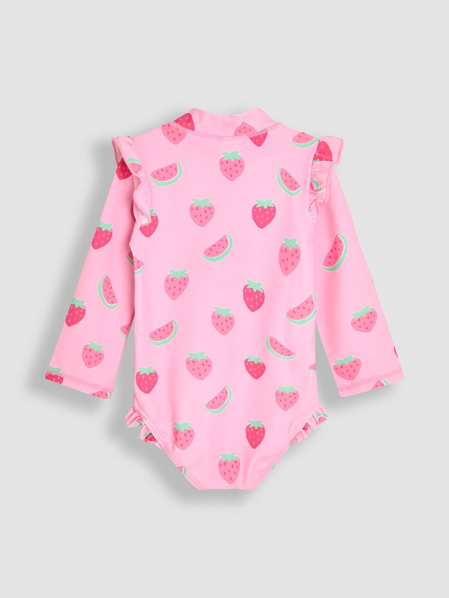 JoJo Maman Bébé Pink Strawberry Long Sleeve Sunsafe Swimsuit image 2