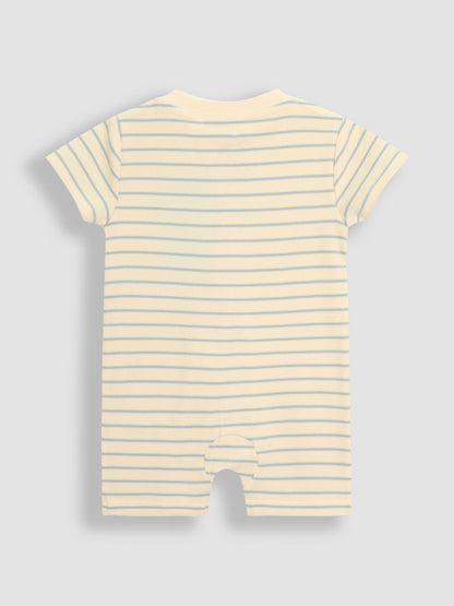 JoJo Maman Bébé Off White Cotton Short Sleeve Boat Sleepsuit image 6