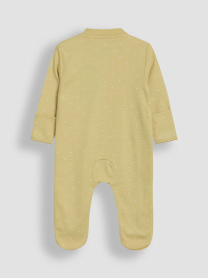 JoJo Maman Bébé Yellow Lemon Cotton Footed Appliqué Zip Sleepsuit image 2