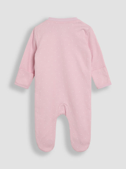JoJo Maman Bébé Pink Duck 100% Cotton Footed Appliqué Sleepsuit image 3