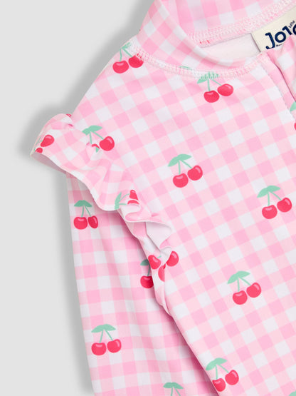 JoJo Maman Bébé Pink Cherry Gingham UV Sunsafe Suit image 3
