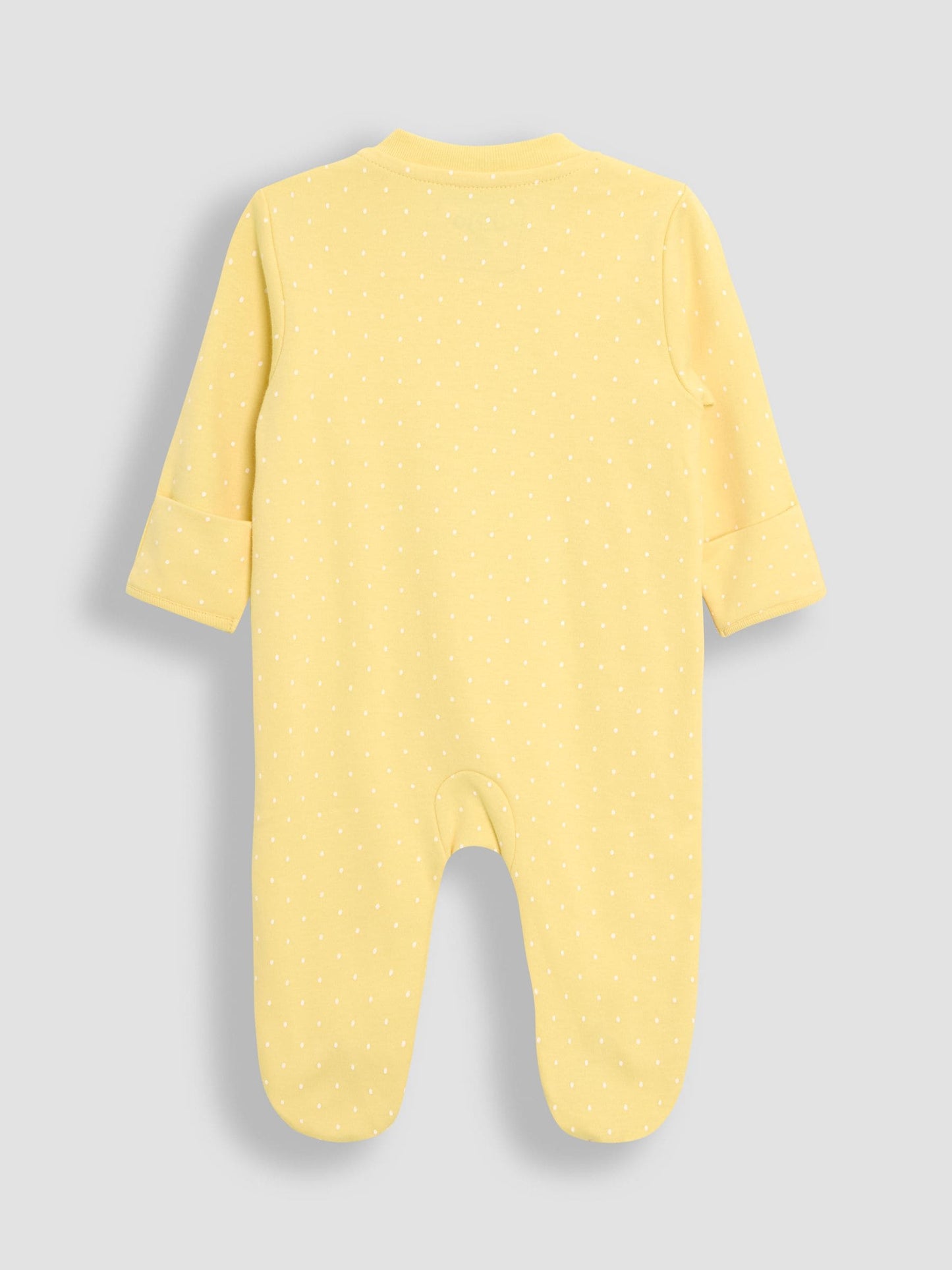 JoJo Maman Bébé Yellow Bunny Cotton Footed Stripe Appliqué Zip Sleepsuit image 2