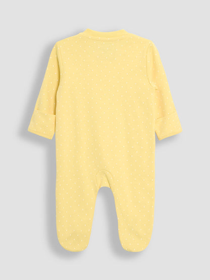JoJo Maman Bébé Yellow Bunny Cotton Footed Stripe Appliqué Zip Sleepsuit image 2