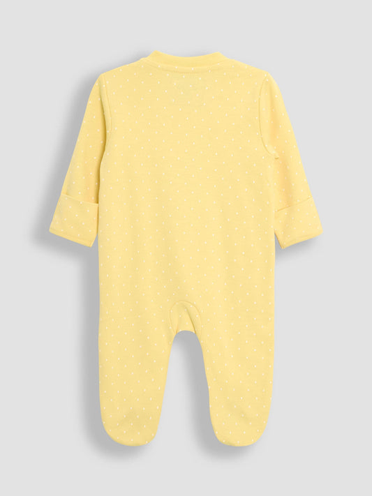 JoJo Maman Bébé Yellow Bunny Cotton Footed Stripe Appliqué Zip Sleepsuit image 2