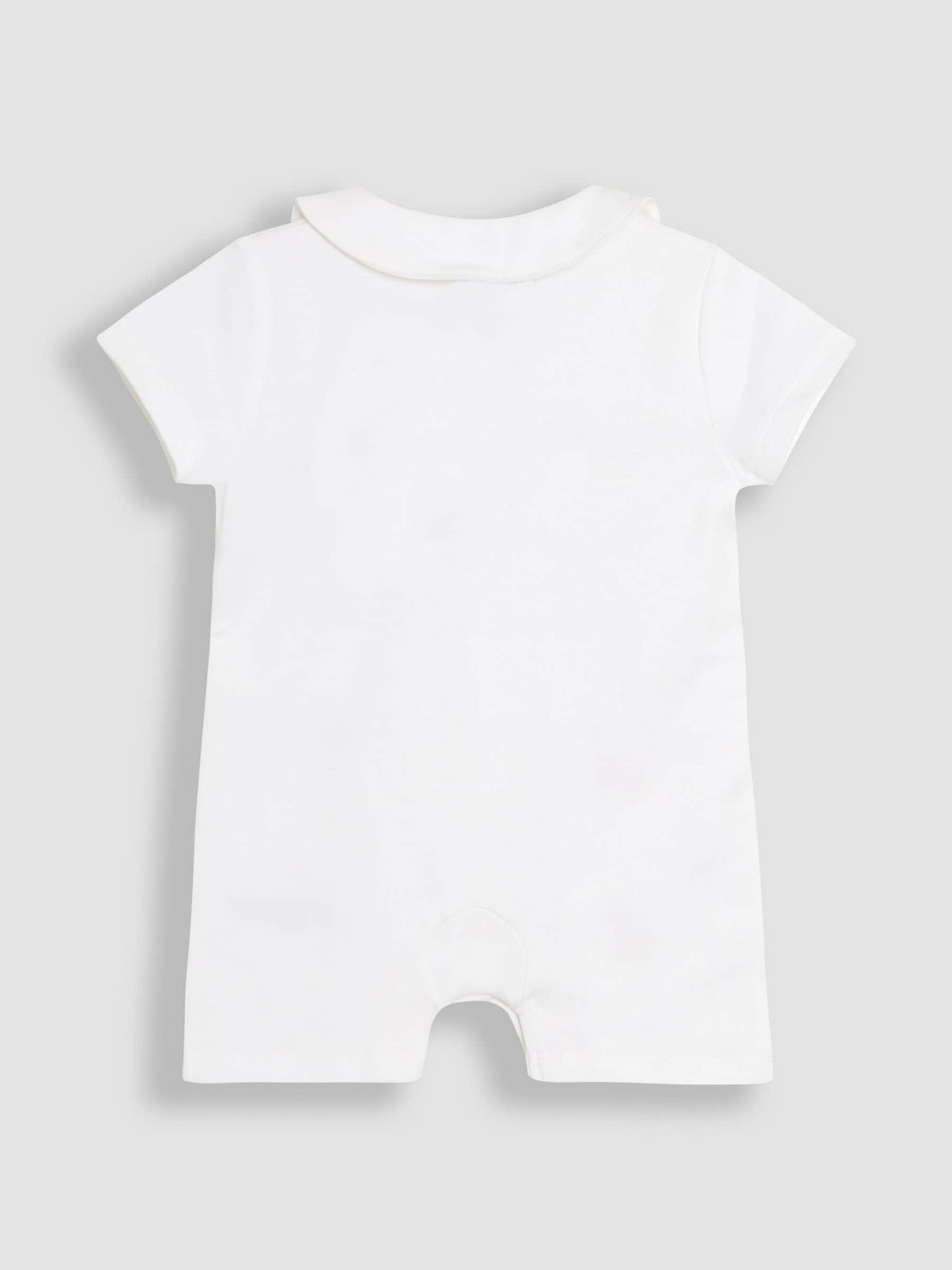 JoJo Maman Bébé White Safari Organic Cotton Short Sleeve Embroidered Sleepsuit image 2